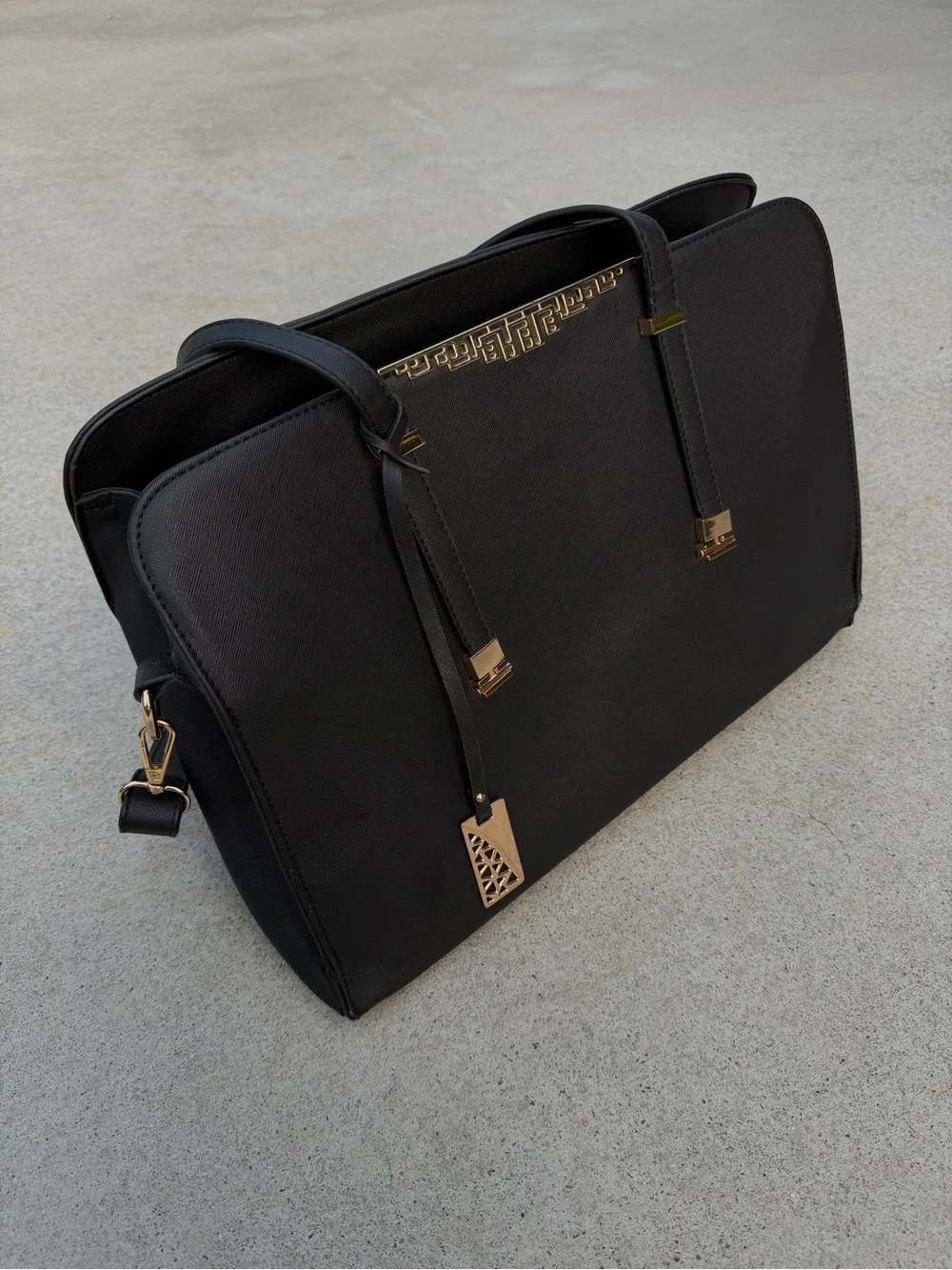 Black Laptop Work Tote Bag | Fits 15” Laptop | Crossbody & Shoulder Bag